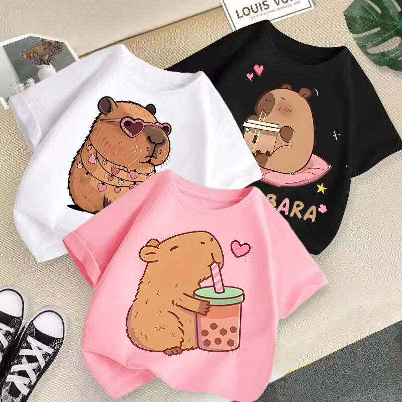 2026 New Summer Short-Sleeved Cartoon Print T-Shirts For Boys And Girls, Casual Tops For Girls, Children'S Clothing, Trend - Image 2