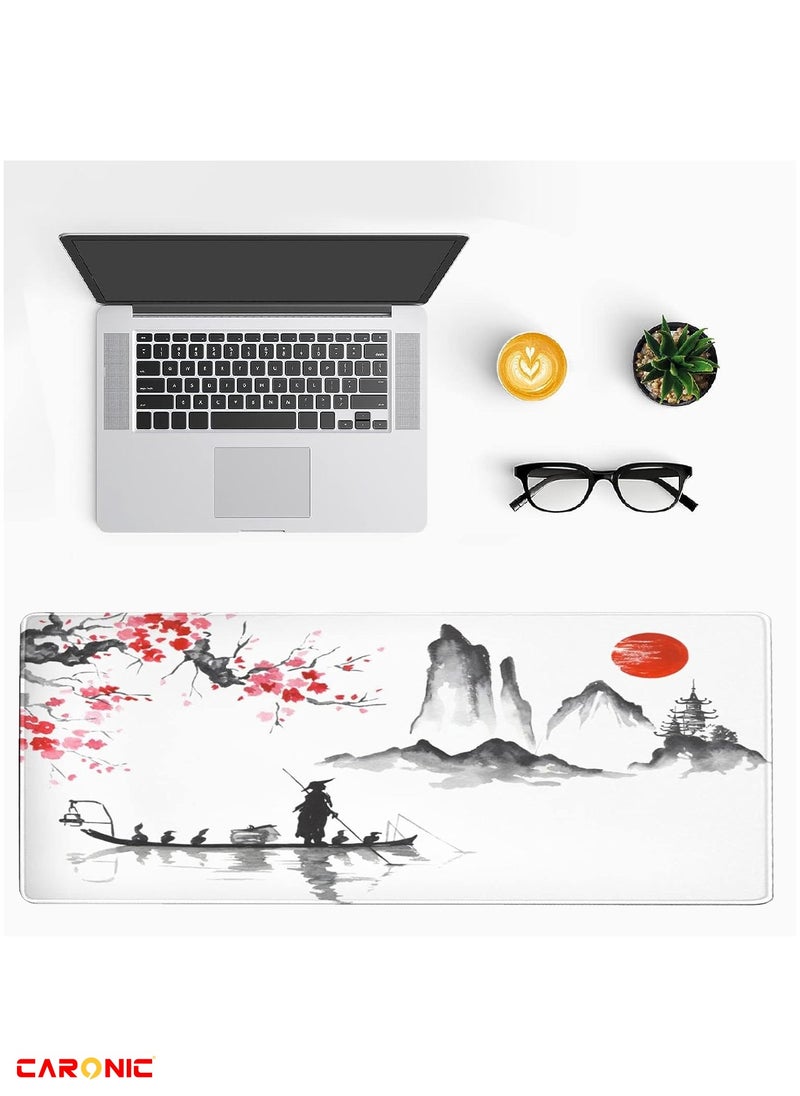 CARONIC Large Gaming Mouse Pad with Superior Micro Weave Cloth Extended Desk Mousepad with Stitched Edges Non-Slip Base Water Resist Keyboard Pad For Gamer And Office Home  - Image 4