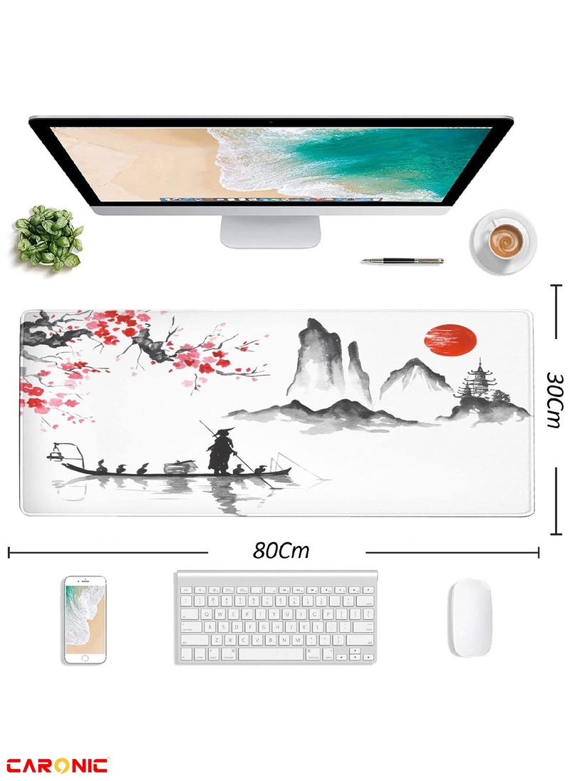CARONIC Large Gaming Mouse Pad with Superior Micro Weave Cloth Extended Desk Mousepad with Stitched Edges Non-Slip Base Water Resist Keyboard Pad For Gamer And Office Home  - Image 3