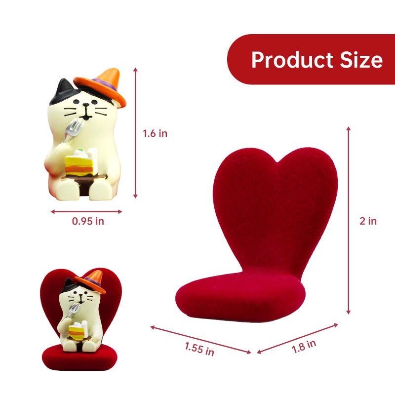 RAQWI Cute Mini Cat Eating Cake Figurine Resin Cat for Office, Home Decoration Perfect Cute Cat Gift for Cat Lovers - Heart-Shaped Sofa - Image 2