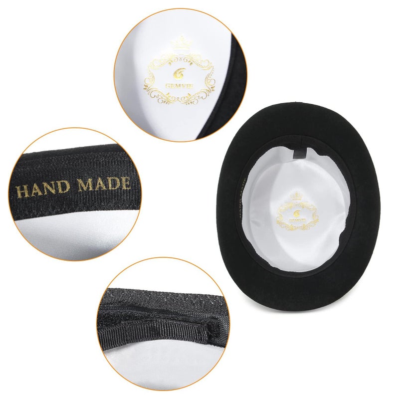 GEMVIE Men's Wool Felt Stage Magic Adults Costume Tall Top Hat 6.7" High Black M 58-60cm - Image 2