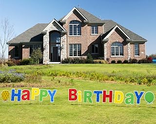 ComboJoy ComboJoy 15 Packs Happy Birthday Yard Sign with Stakes - Perfect Outdoor Lawn Decorations with Bright & Colorful - Image 1