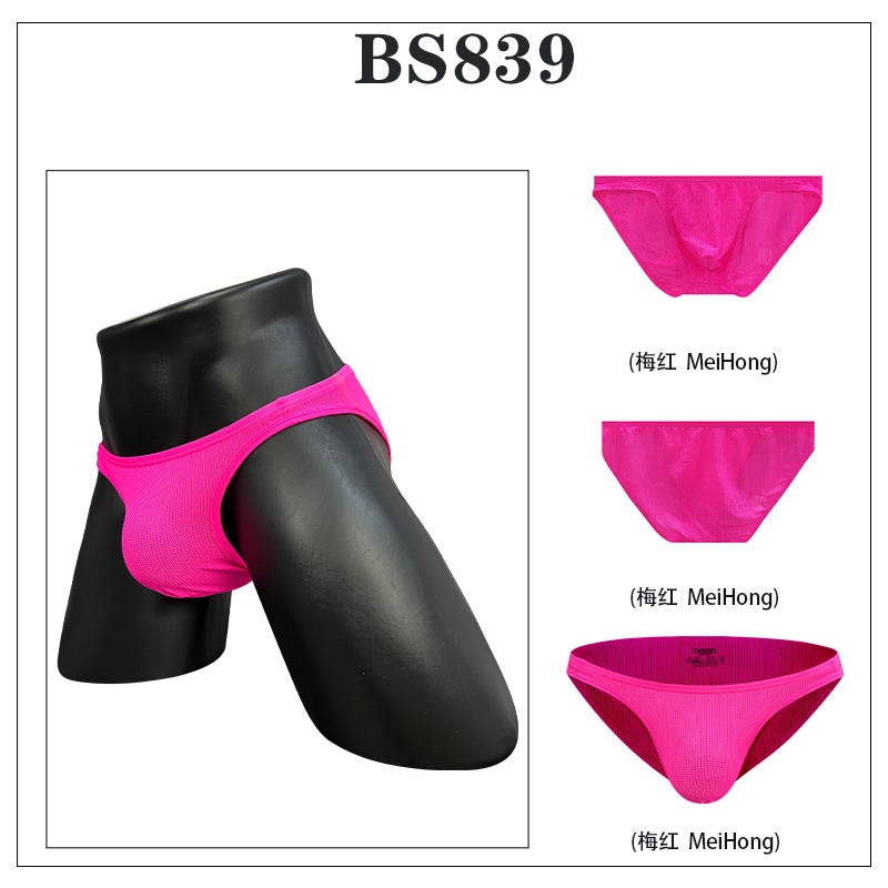0850 Solid Color Mesh Men's Briefs Sexy High-Cut Low-Waist Bikini Small Brief BS839 - Image 2