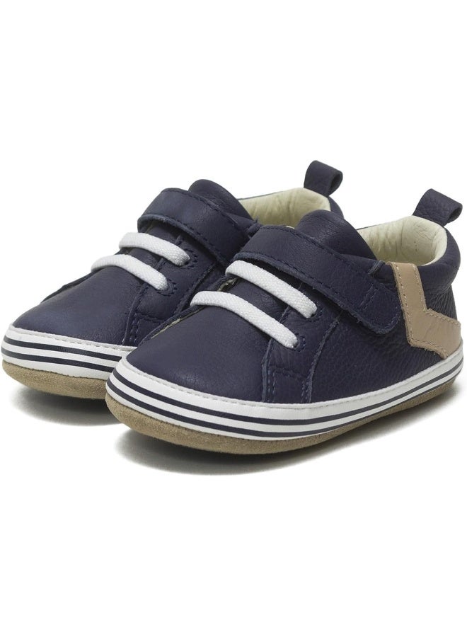 Robeez Baby Boys First Kicks, Adam Navy Leather, 0-3 Months - Image 1