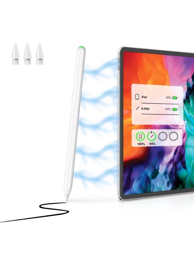 Kingone Touch Pen for iPad (Wireless Charging), Compatible with Apple Pencil, iPad Pen, Stylus Pen, Ultra High Sensitivity, Ultra Fine, Lightweight, Supports Tilt Sensing, Malfunction Prevention (Black) - Image 1
