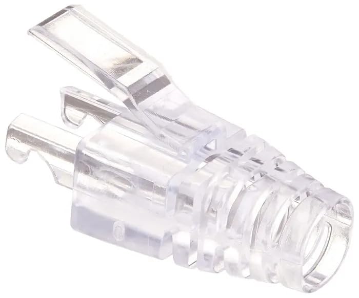 Thrifty Tech (Pack of 100) RJ45 Boot, Caps, Latest Supports Cat5, Cat5e, Cat6 8P8C RJ45 Connector, RJ45 Pass Through Transparent Connectors. (RJ 45 Boots) - Image 1