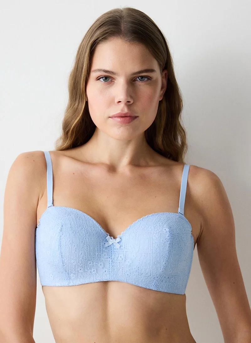 بنتي حمالة صدر لوتس دانتيل زرقاء