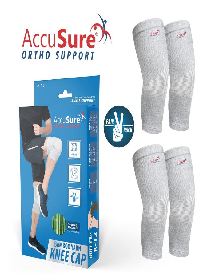 AccuSure ?bamboo Yarn Knee Brace Compression Sleeve- Best Support for Arthritis, ACL, Gym, Running, Basketball, Meniscus Tear, Sports, Joint Pain Relief, Injury Recovery for Men, Women, Pack of 2 Pair - Image 2