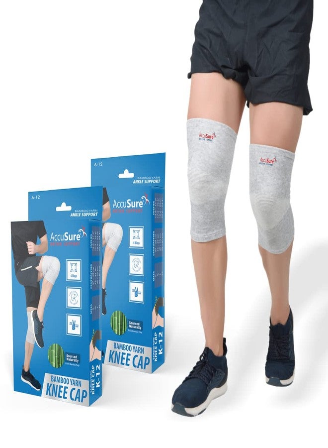AccuSure ?bamboo Yarn Knee Brace Compression Sleeve- Best Support for Arthritis, ACL, Gym, Running, Basketball, Meniscus Tear, Sports, Joint Pain Relief, Injury Recovery for Men, Women, Pack of 2 Pair - Image 1