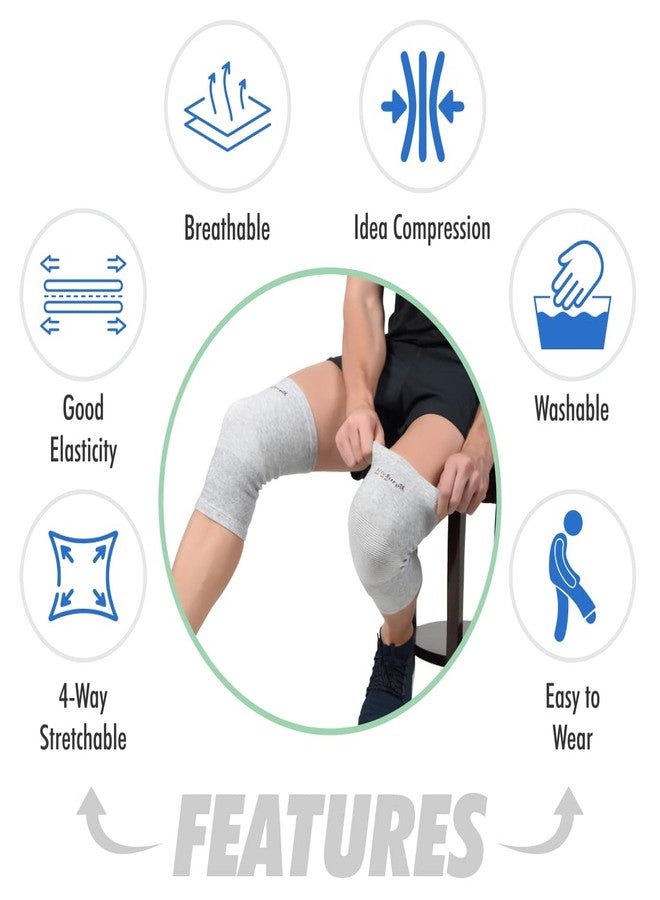 AccuSure ?bamboo Yarn Knee Brace Compression Sleeve- Best Support for Arthritis, ACL, Gym, Running, Basketball, Meniscus Tear, Sports, Joint Pain Relief, Injury Recovery for Men, Women, Pack of 2 Pair - Image 4
