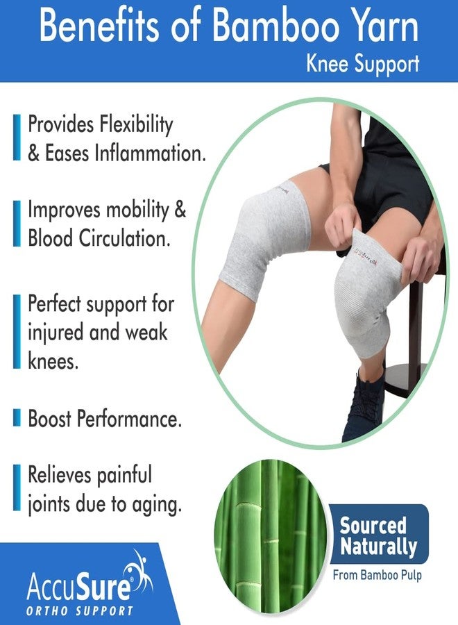AccuSure ?bamboo Yarn Knee Brace Compression Sleeve- Best Support for Arthritis, ACL, Gym, Running, Basketball, Meniscus Tear, Sports, Joint Pain Relief, Injury Recovery for Men, Women, Pack of 2 Pair - Image 5