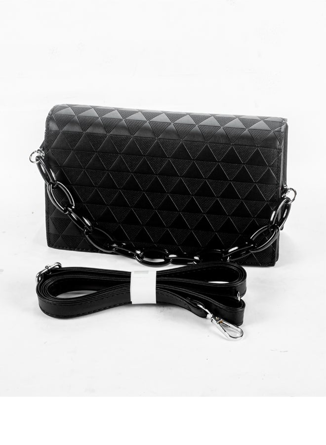 The Black Pearl Accessories Black Leather Shoulder & Cross  Body Bag - Image 4