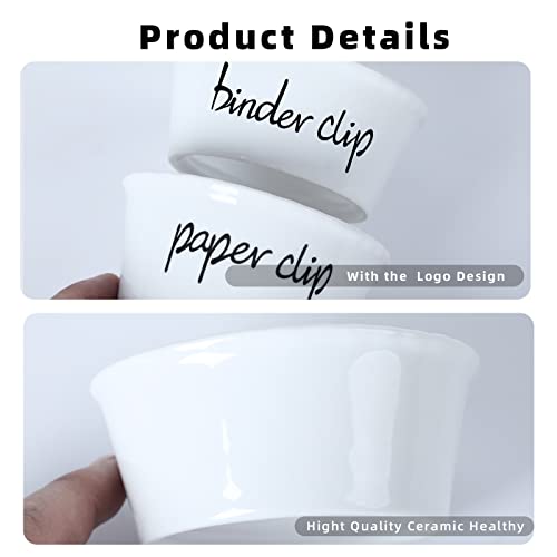ONTUBE Ceramic Paper Clip Holder and Binder Clip Holder Set (White) - Image 2