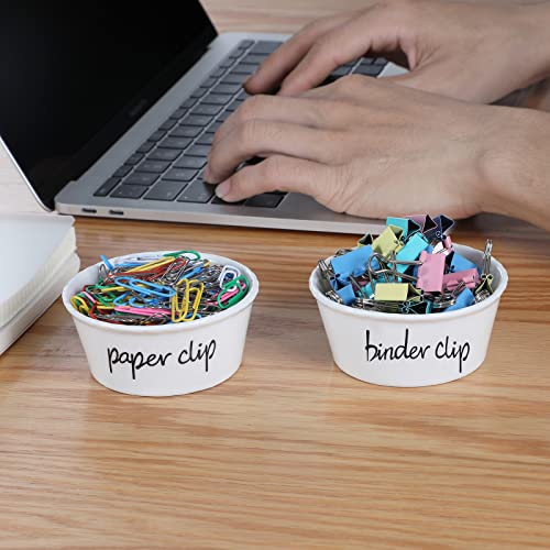 ONTUBE Ceramic Paper Clip Holder and Binder Clip Holder Set (White) - Image 5