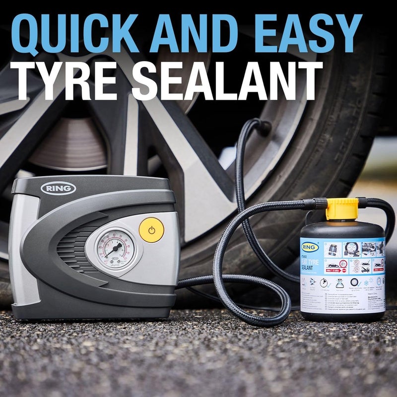 Ring Automotive Car Puncture Repair Kit - Sealant & Analogue Tyre Inflator Included, Black - Image 2