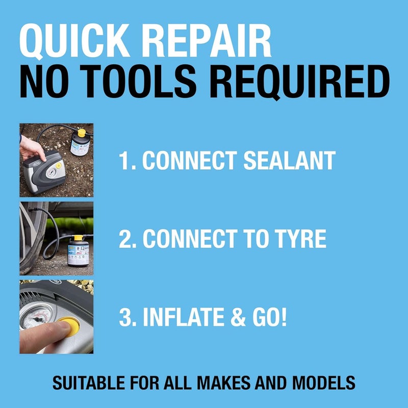 Ring Automotive Car Puncture Repair Kit - Sealant & Analogue Tyre Inflator Included, Black - Image 5