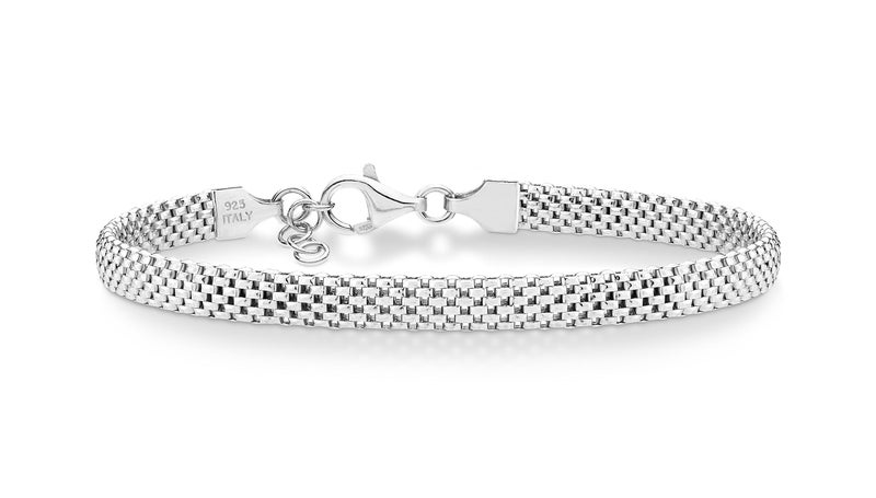 Miabella 925 Sterling Silver Italian 5mm Mesh Link Chain Bracelet for Women, Made in Italy (6.5 Inches) - Image 1