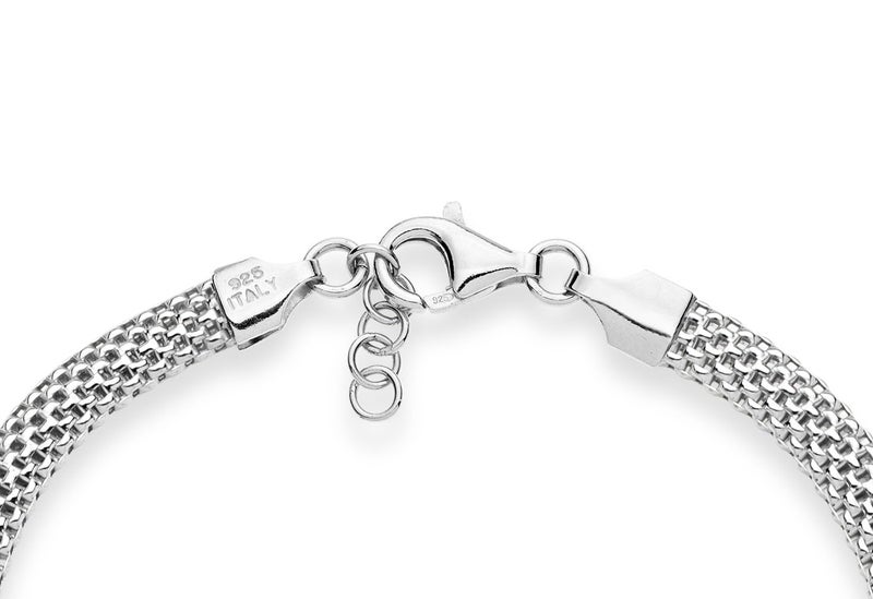 Miabella 925 Sterling Silver Italian 5mm Mesh Link Chain Bracelet for Women, Made in Italy (6.5 Inches) - Image 3