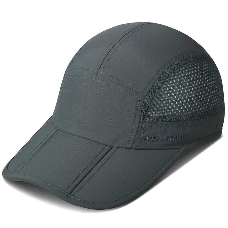 GADIEMKENSD GADIEMKENSD Men Outdoor Hat Reflective Folding Running Sport Hats Summer Cool UPF 50 Sun Unstructured Baseball Caps for Men Women Breathable Light Quick Dry Travel Golf Hat Dark Gray  - Image 1