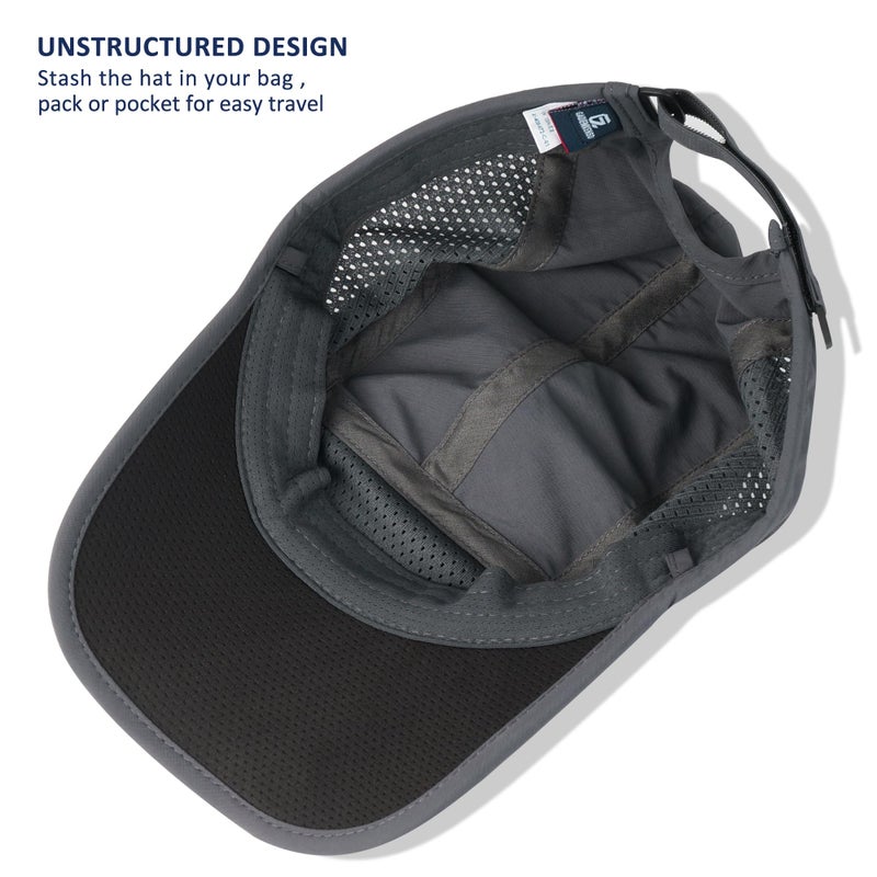 GADIEMKENSD GADIEMKENSD Men Outdoor Hat Reflective Folding Running Sport Hats Summer Cool UPF 50 Sun Unstructured Baseball Caps for Men Women Breathable Light Quick Dry Travel Golf Hat Dark Gray  - Image 4