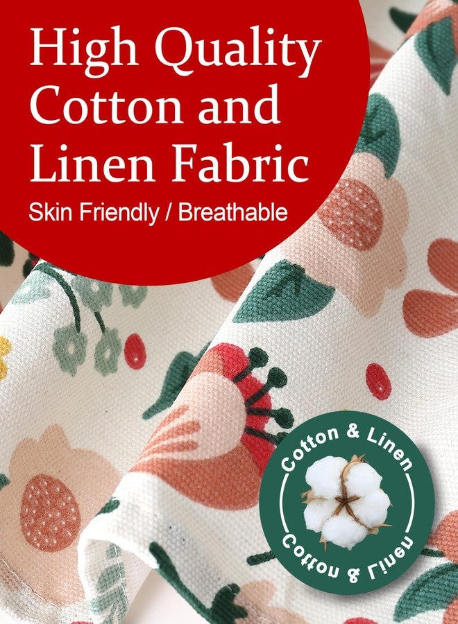 APRONNER Cozy Adjustable Cross Back Aprons for Women with Pockets Cotton Linen Cooking Kitchen Baking Pink Flowers - Image 4