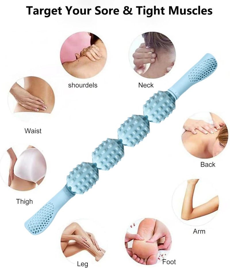 Trifecta Massage Roller Stick For Body - Muscle Roller Stick Relieve Myofascial Trigger Points Tuh Reduce Muscle Soreness, Tightness, Leg Cramps, And Back Pain For Physical Therapy And Recovery (Blue) - Image 2