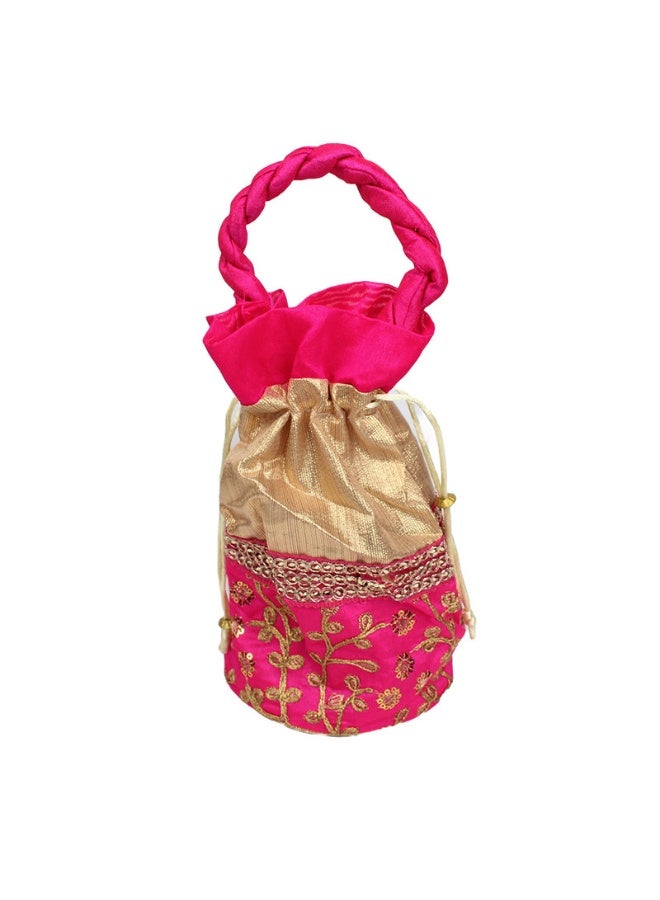 Madhoor Embroidered Red Decorative Potli Gift Bag (Batwa) for Wedding Favours, Jewellery, Coins, Sweets, Pooja Items & Festive Gifting, 20 cm, 1 Piece - Image 2