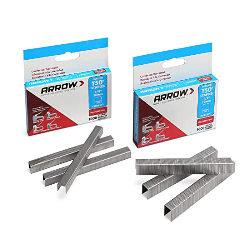 Arrow Fastener Arrow T50 Stainless Steel Staples Pack Set #508SS1 1/2'' 12mm and #506SS1 3/8'' 10mm - Image 1