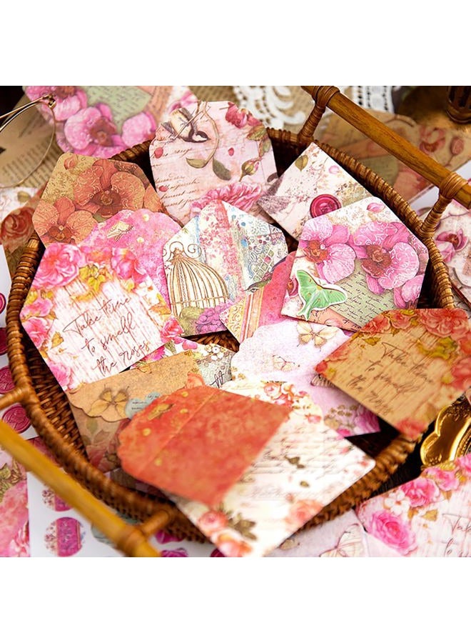 Doraking Vintage Flower Mini Envelope, Small Envelopes and Sealing Sticker Set, 40 Matching Envelopes and 2 Sheets Seal Sticker - Image 1