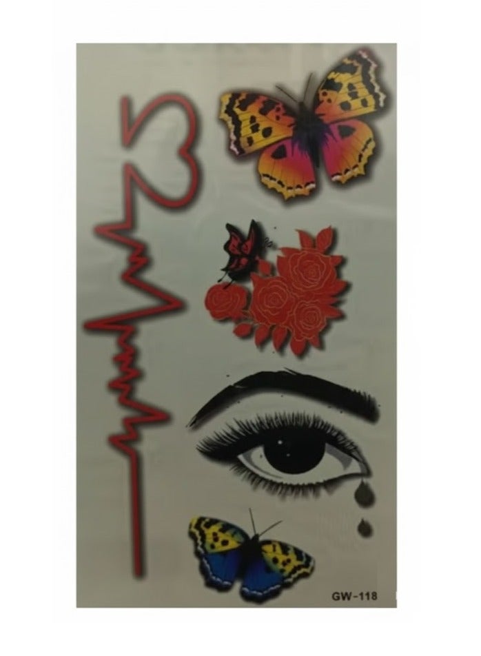 Temporary tattoo Unique designs combining butterflies roses and heartbeats - Attractive - Image 1