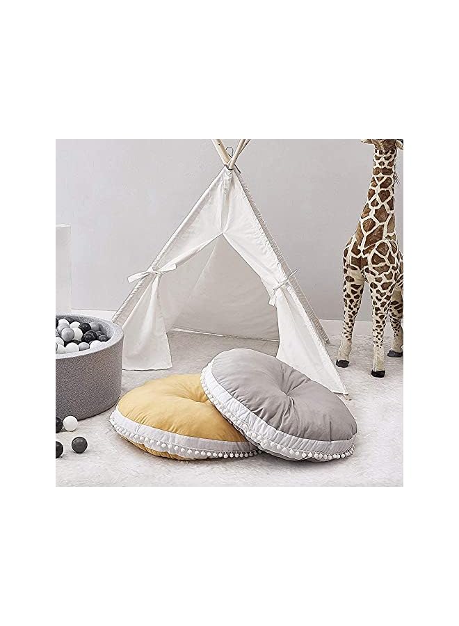 The Bros وسادة أرضية كبيرة للأطفال، وسادة دائرية كبيرة، وسائد أرضية دائرية للرضع والأطفال، وسادة كبيرة للقراءة في ركن اللعب، خيمة، غرفة اللعب، حضانة، مظلة، رمادي - Image 5