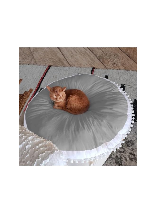 The Bros وسادة أرضية كبيرة للأطفال، وسادة دائرية كبيرة، وسائد أرضية دائرية للرضع والأطفال، وسادة كبيرة للقراءة في ركن اللعب، خيمة، غرفة اللعب، حضانة، مظلة، رمادي - Image 4