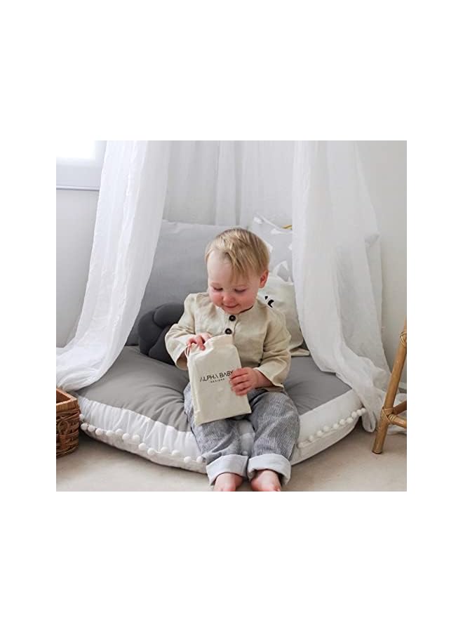 The Bros وسادة أرضية كبيرة للأطفال، وسادة دائرية كبيرة، وسائد أرضية دائرية للرضع والأطفال، وسادة كبيرة للقراءة في ركن اللعب، خيمة، غرفة اللعب، حضانة، مظلة، رمادي - Image 2