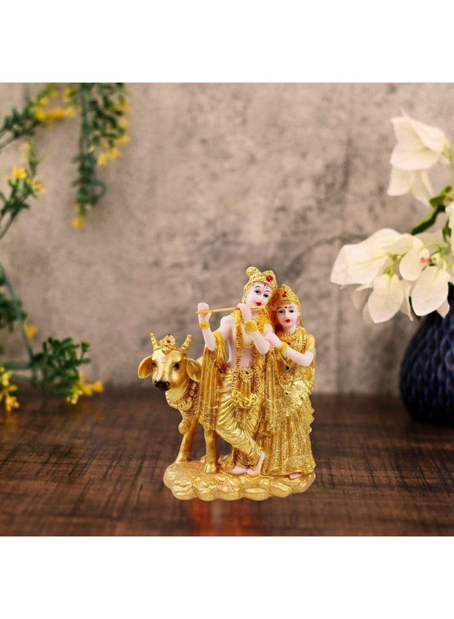 Satyam Kraft SATYAM KRAFT 1 Pcs Shree Radha Krishna Idol-Gold Murti Statue Decor,Office,car Dashboard, Mandir, Table Showpiece, | Gift for Him/Her, Mother's Day, Wedding & Gift, Decorative Figurines (Small,16 cm) - Image 1