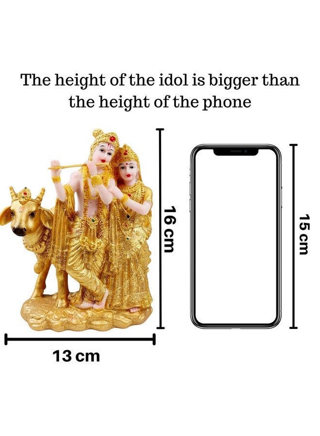Satyam Kraft SATYAM KRAFT 1 Pcs Shree Radha Krishna Idol-Gold Murti Statue Decor,Office,car Dashboard, Mandir, Table Showpiece, | Gift for Him/Her, Mother's Day, Wedding & Gift, Decorative Figurines (Small,16 cm) - Image 3