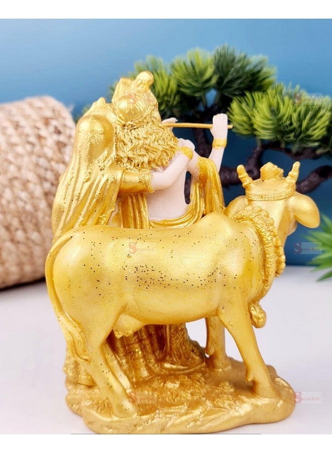 Satyam Kraft SATYAM KRAFT 1 Pcs Shree Radha Krishna Idol-Gold Murti Statue Decor,Office,car Dashboard, Mandir, Table Showpiece, | Gift for Him/Her, Mother's Day, Wedding & Gift, Decorative Figurines (Small,16 cm) - Image 4