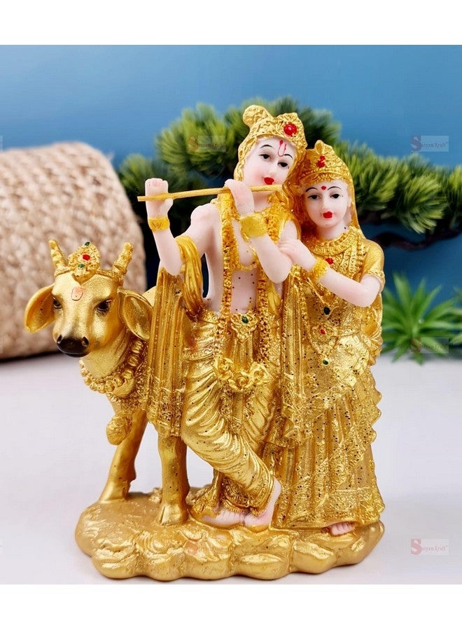Satyam Kraft SATYAM KRAFT 1 Pcs Shree Radha Krishna Idol-Gold Murti Statue Decor,Office,car Dashboard, Mandir, Table Showpiece, | Gift for Him/Her, Mother's Day, Wedding & Gift, Decorative Figurines (Small,16 cm) - Image 2