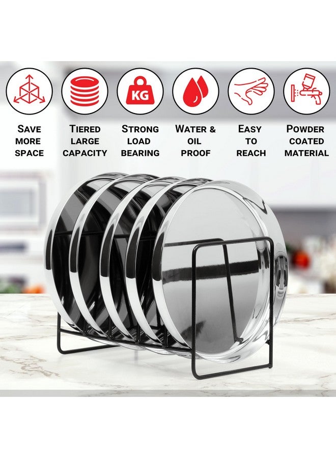 Livzing Metal Dish Rack-Plate Holder Stand-Over the Sink Plate Rack-Countertop Plate Organizer-Plate Drying Rack-Pan/Lid Holder-Chopping Board/Cabinet/Utensil Rack for Kitchen & Dining-Black - Image 4