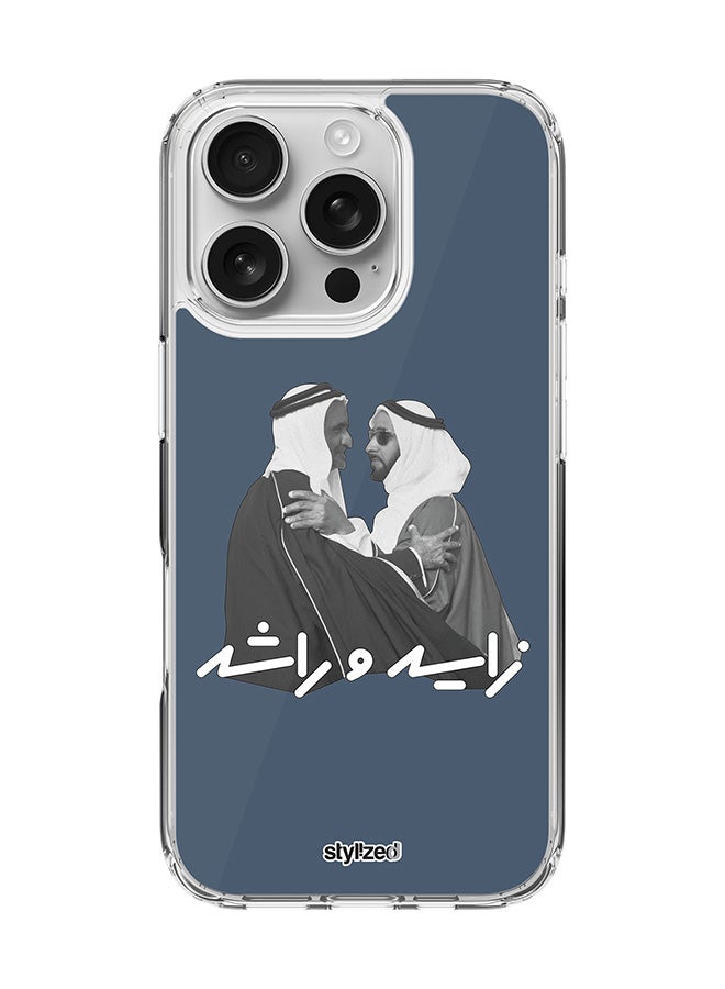 Stylizedd for iPhone 16 Pro Case [Compatible with MagSafe] Slim Magnetic cover Clear Phone Case - Sheikh Zayed And Sheikh Rashid, Blue - Image 1