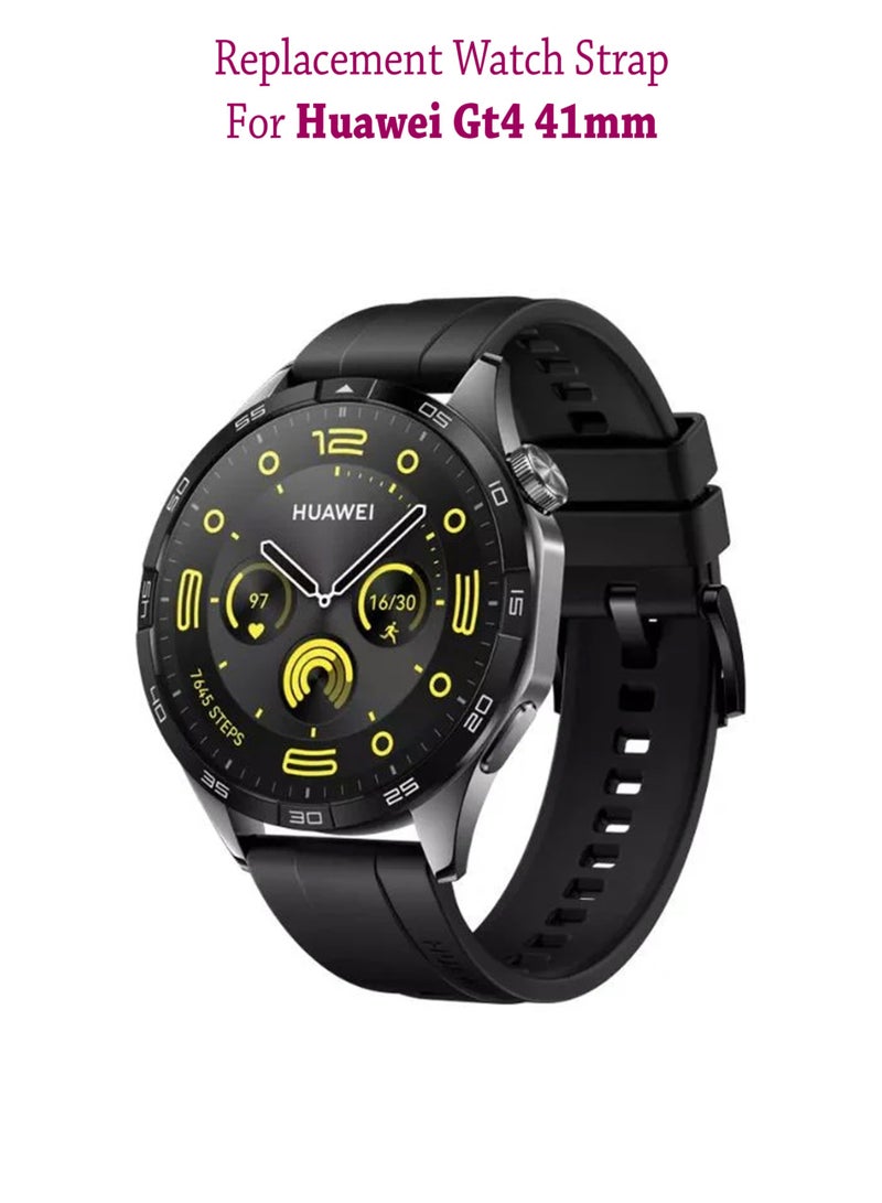Soft Silicone Strap Replacement Bands For Huawei Gt4 41mm - Black - Image 1