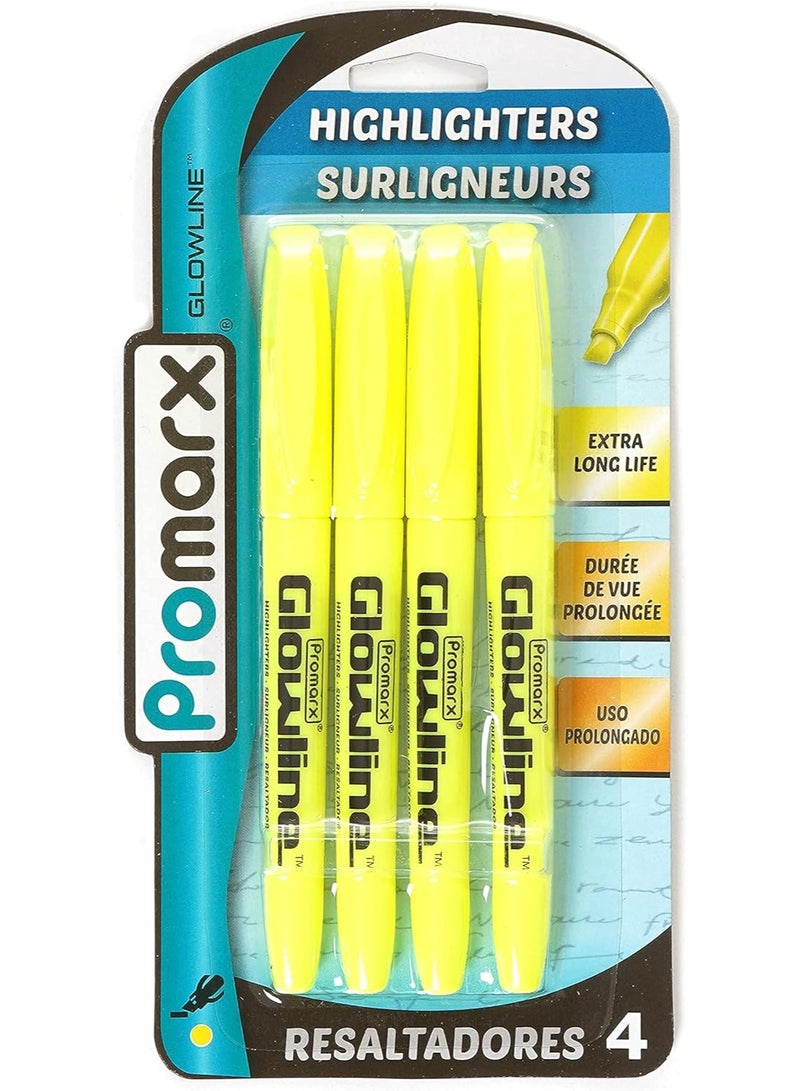 Promarx Glowline Pocket Highlighter Sticks, Yellow, 4 Count - Image 1