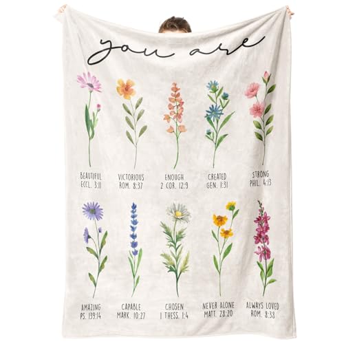 Afterprints Christian Gifts for Women Christian Blanket with Flowers Birthday Gifts for Women Inspirational Religious Gifts for Sister Friend Daughter Mom Soft Throw Blankets 50 x 60