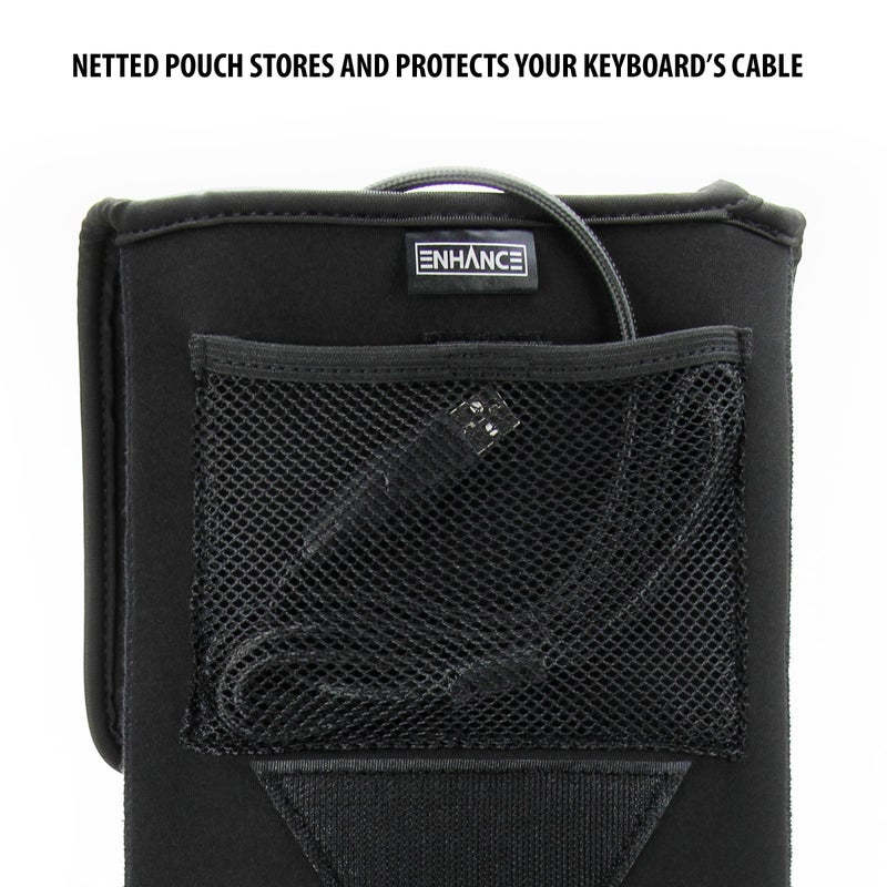 Enhance Keyboard Sleeve Travel Case for Full-Size Mechanical and Standard Gaming Keyboards up to 18 Inches with Rugged Neoprene Construction, Zipper Mouse Storage and Cable Storage Pouch - Image 5