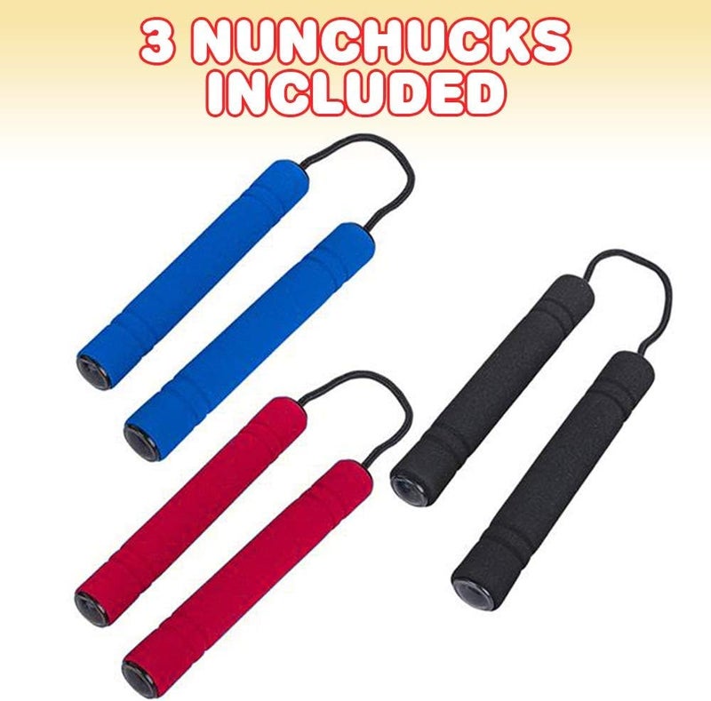 Art Creativity Foam Toy Nunchucks for Kids in Assorted Colors (Set of 3) Training Nunchucks Toys with Soft Handles, Best Gift for Boys and Girls - Image 2