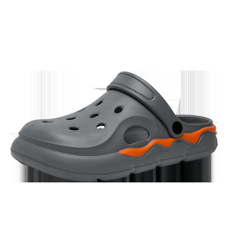 Casual Cave Shoes Summer Men'S Non-Slip Wear-Resistant Hollow Baotou Slippers Thick Sole Outwear Dual-Use Couple Sandals And Slippers - Image 1