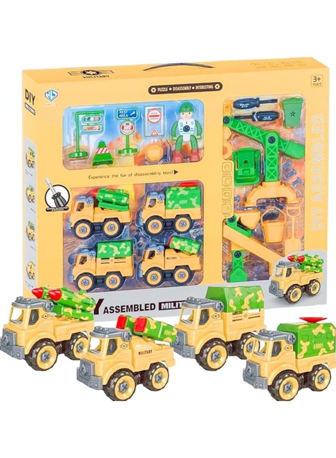 UKR 4 Cars Playset with Checkpoint & Traffic Signs – Educational Toy for Boys, Fun Vehicle Playset with Checkpoint Accessories, Large Birthday Gift for Kids, Creative Assembly Playtime - Image 1