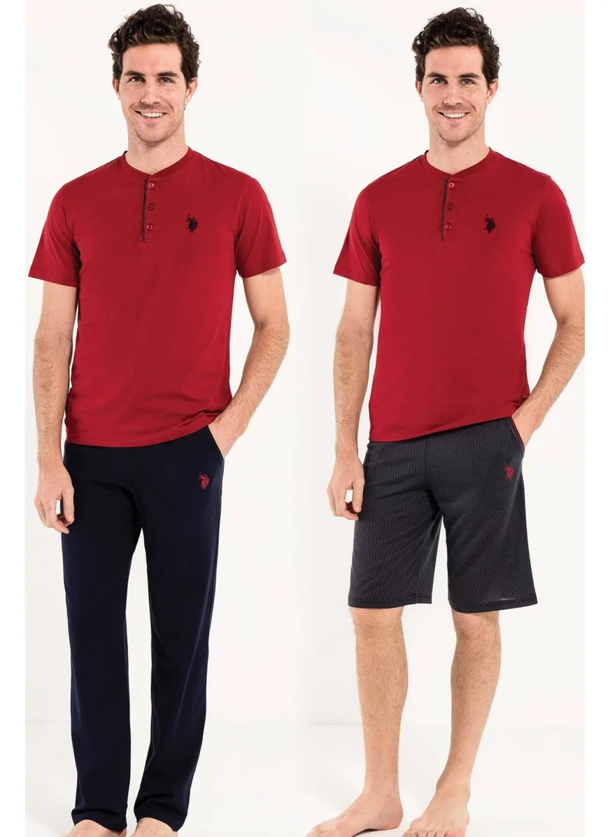 U.S. Polo Assn. Burgundy Short Sleeve Pajama Set + Shorts