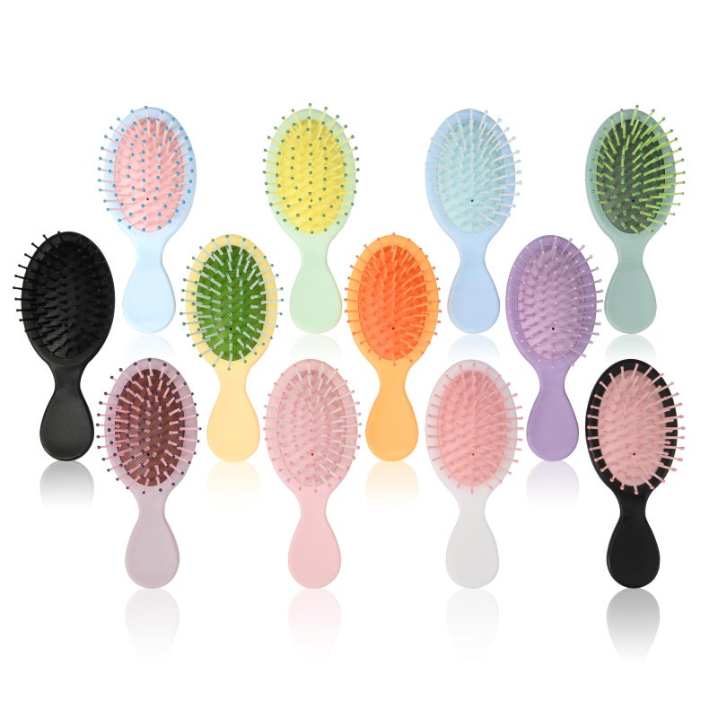ANABIUP 12 Pack Mini Wet Hair Brush Travel Detangling Brush for Most Hair Types with Ease Knots Without Tears or Breakage 12 colors - Image 2
