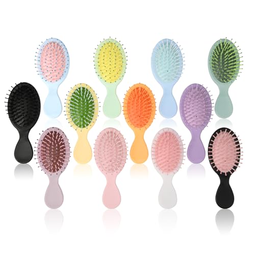 ANABIUP 12 Pack Mini Wet Hair Brush Travel Detangling Brush for Most Hair Types with Ease Knots Without Tears or Breakage 12 colors - Image 1