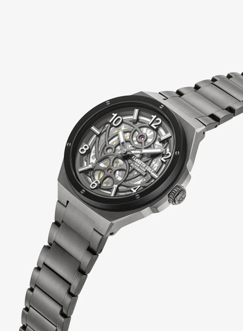 كينيث كول نيو يورك Gun Dial Stainless Steel Bracelet Multifunction Watch for Men, 43.5mm